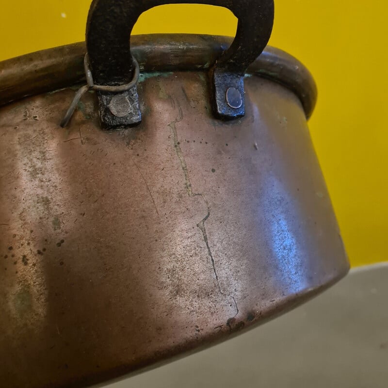 French vintage copper confiture pan, 1800s