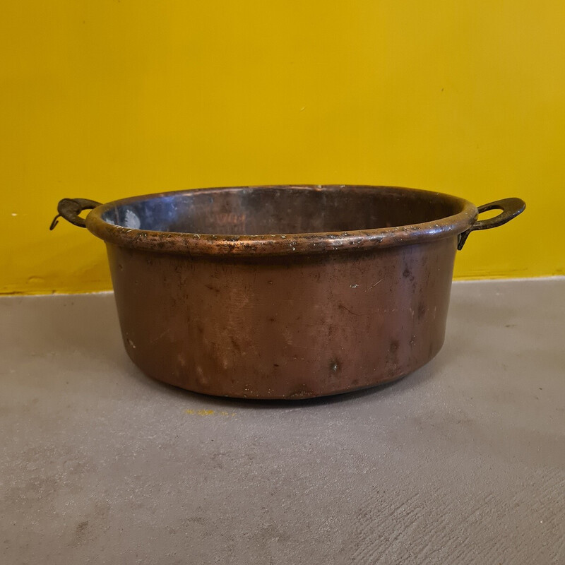 French vintage copper confiture pan, 1800s