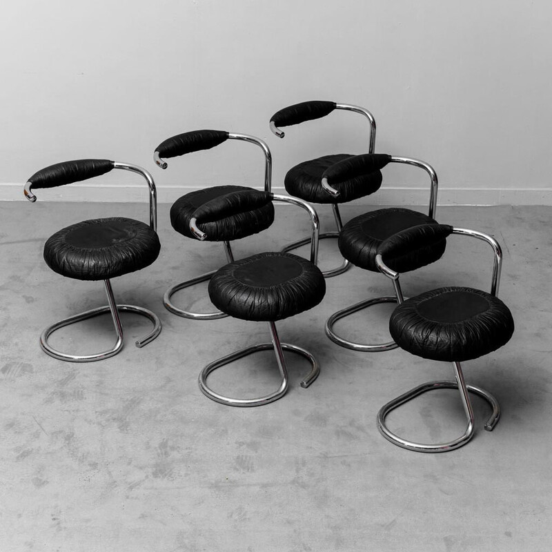 Ensemble de 6 chaises vintage Cobra par Giotto Stoppino, 1970