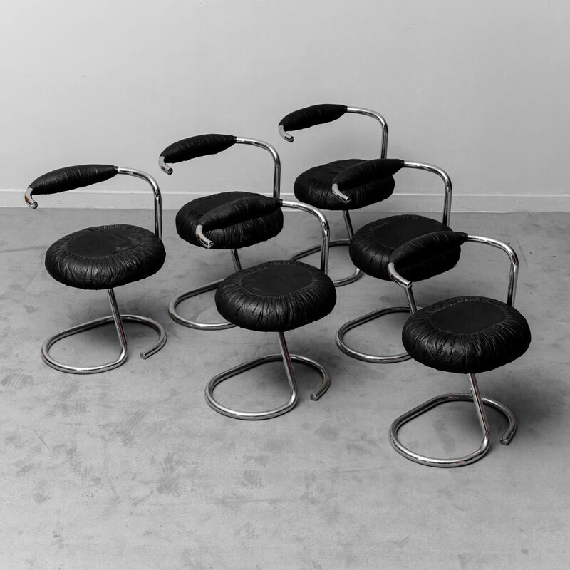 Set of 6 vintage Cobra chairs by Giotto Stoppino, 1970