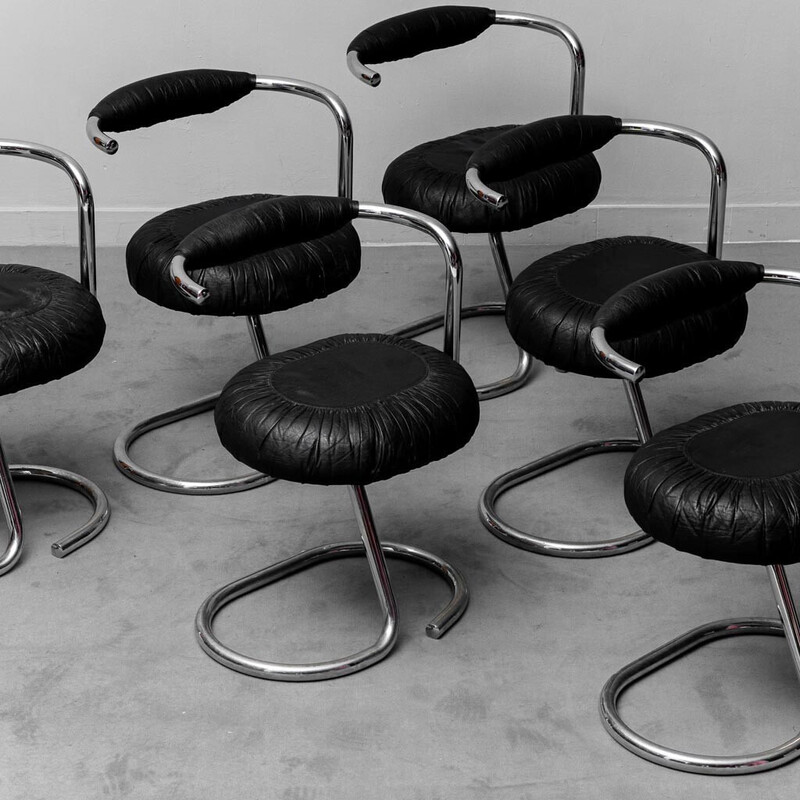 Conjunto de 6 cadeiras Cobra vintage de Giotto Stoppino, 1970