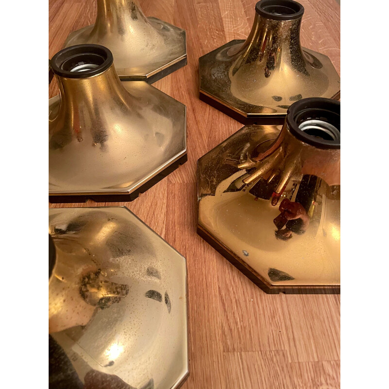 Set of 7 vintage brass wall lamps by Motoko Ishii for Staff Leuchten, 1970