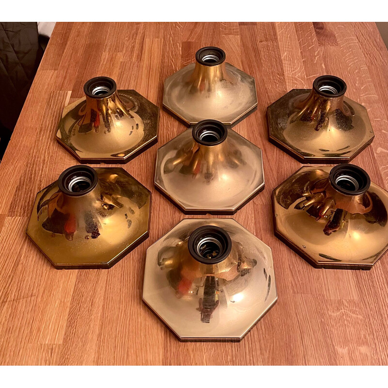 Set di 7 appliques vintage in ottone di Motoko Ishii per Staff Leuchten, 1970