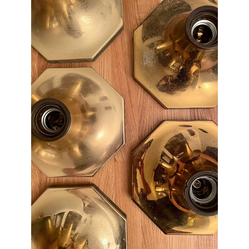 Set of 7 vintage brass wall lamps by Motoko Ishii for Staff Leuchten, 1970