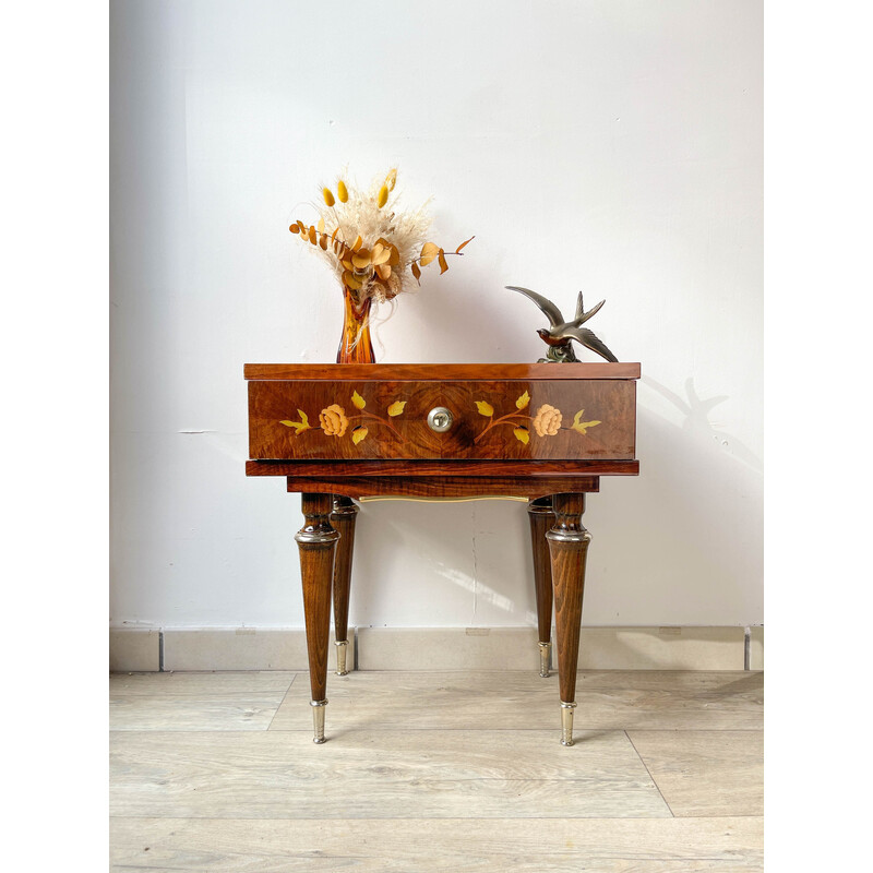 Vintage Nf 252 night stand in wood and gilded metal, 1970s