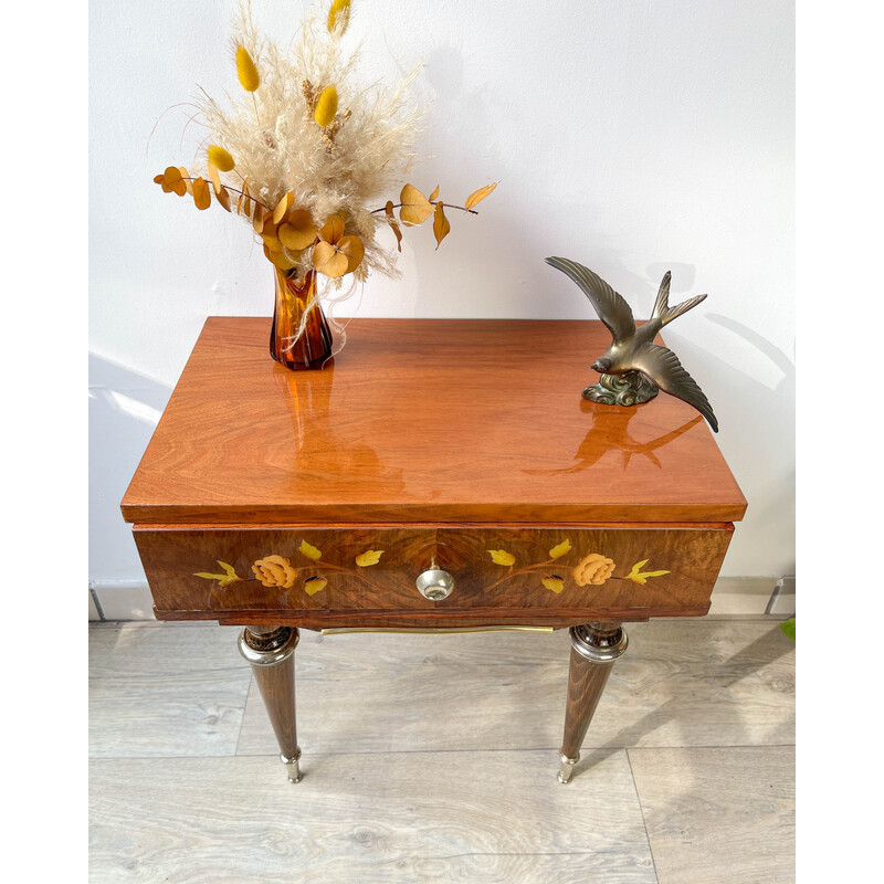 Vintage Nf 252 night stand in wood and gilded metal, 1970s