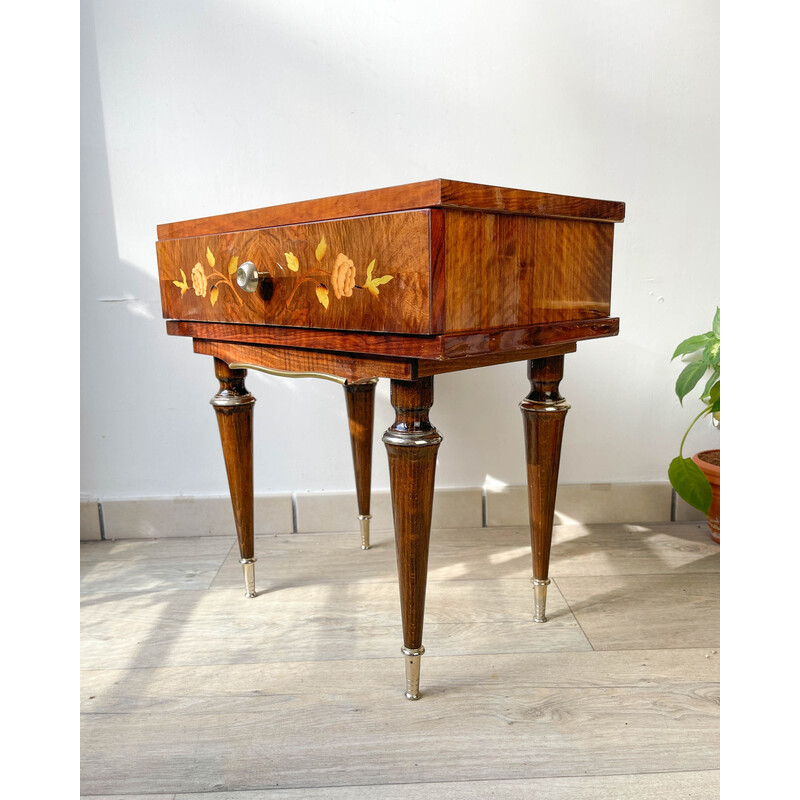 Vintage Nf 252 night stand in wood and gilded metal, 1970s
