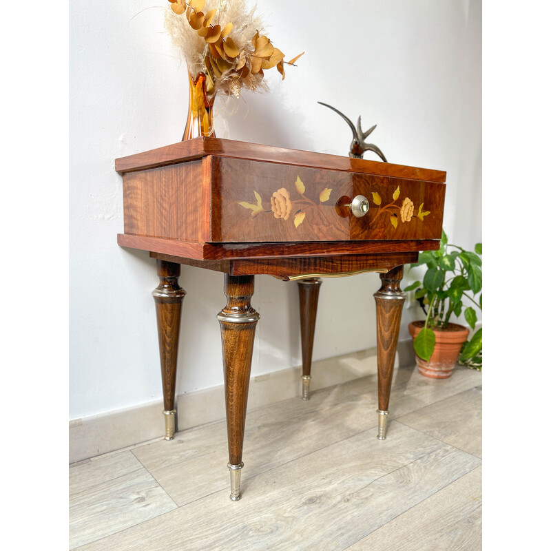 Vintage Nf 252 night stand in wood and gilded metal, 1970s