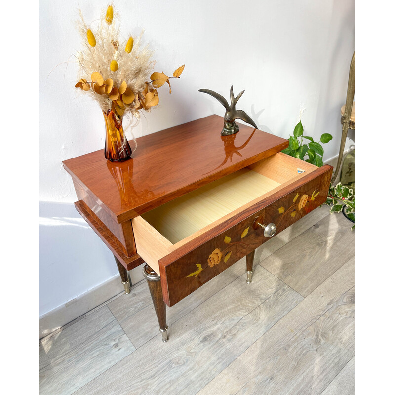 Vintage Nf 252 night stand in wood and gilded metal, 1970s