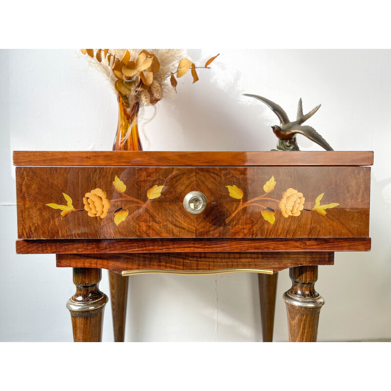 Vintage Nf 252 night stand in wood and gilded metal, 1970s