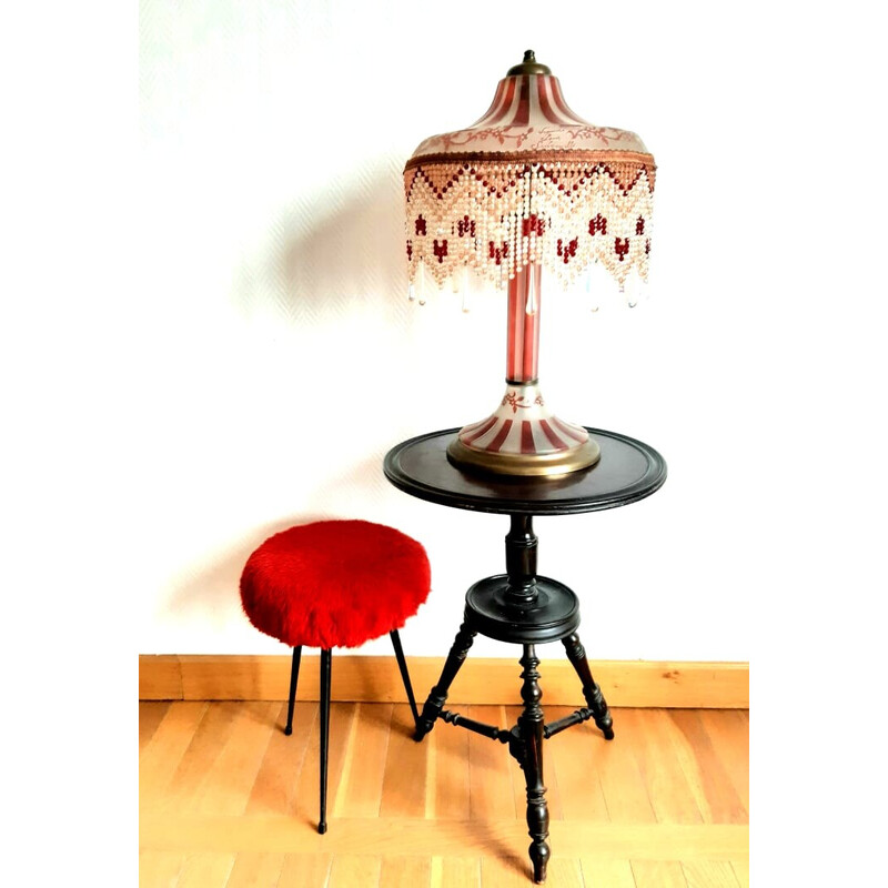 Lampada vintage in vetro e ottone Art Déco di Vianne per Suberville, 1945