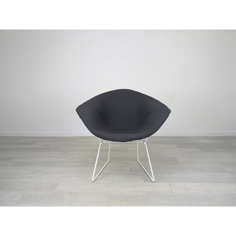 Poltrona Vintage Diamond em tecido cinzento mosqueado por Harry Bertoia para a Knoll International, 1970