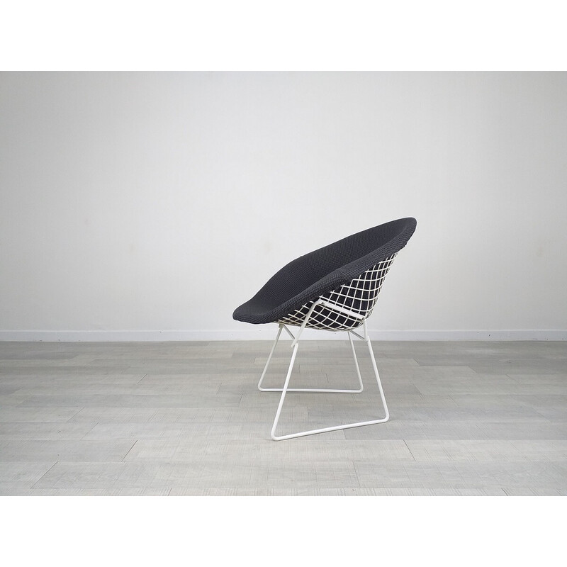 Poltrona Vintage Diamond em tecido cinzento mosqueado por Harry Bertoia para a Knoll International, 1970