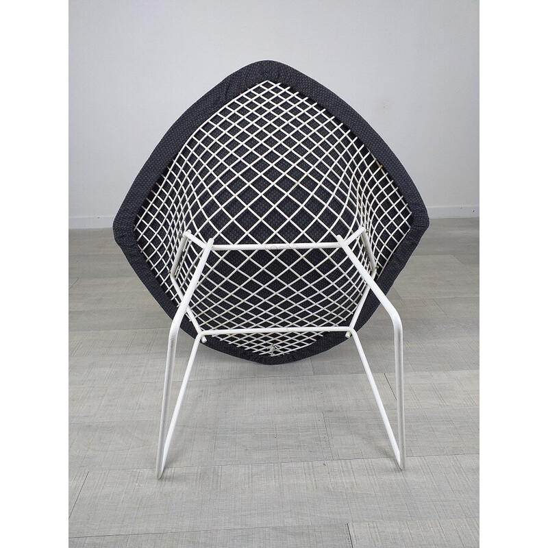 Poltrona vintage Diamond in tessuto grigio screziato di Harry Bertoia per Knoll International, 1970