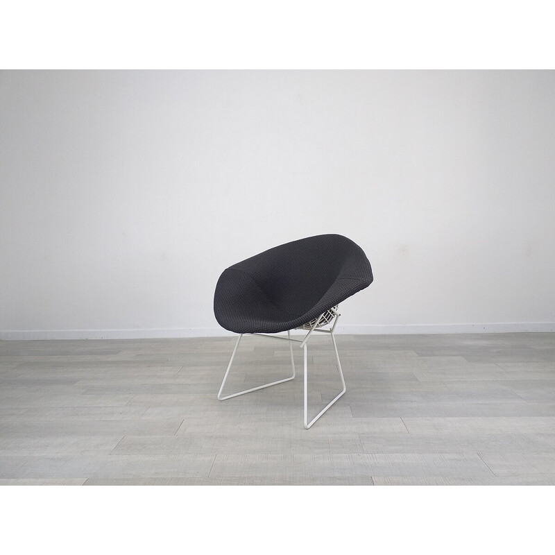 Vintage Diamant armchair in gray mottled fabric by Harry Bertoia for Knoll International, 1970s