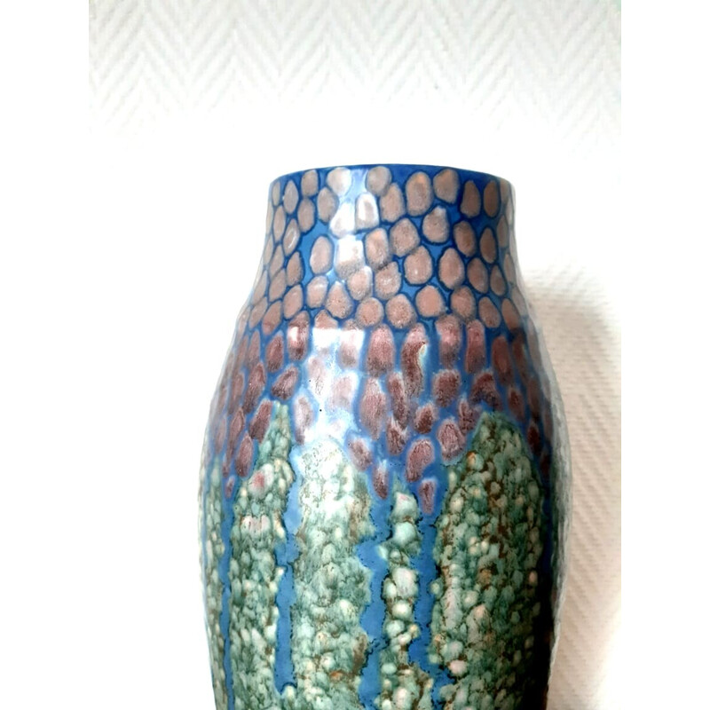 Vintage Art Deco ceramic vase by Revernay for Digoin Sarreguemines, 1925s