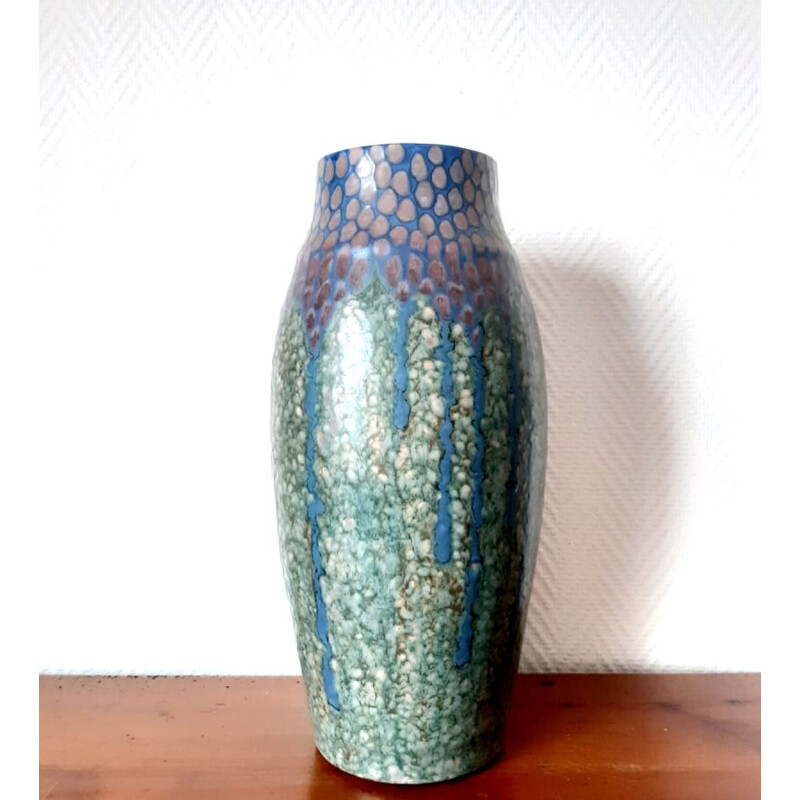 Jarrón de cerámica Art Decó vintage de Revernay para Digoin Sarreguemines, 1925
