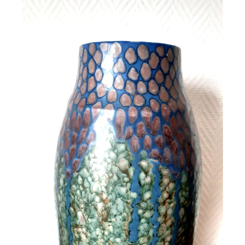 Vintage Art Deco ceramic vase by Revernay for Digoin Sarreguemines, 1925s