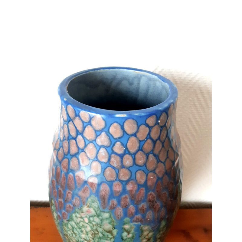 Vintage Art Deco ceramic vase by Revernay for Digoin Sarreguemines, 1925s