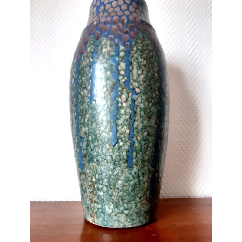 Vintage Art Deco ceramic vase by Revernay for Digoin Sarreguemines, 1925s