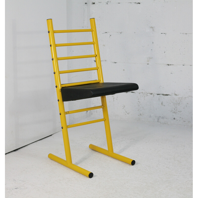 Cadeira ajustável Vintage em aço lacado amarelo, Itália 1980