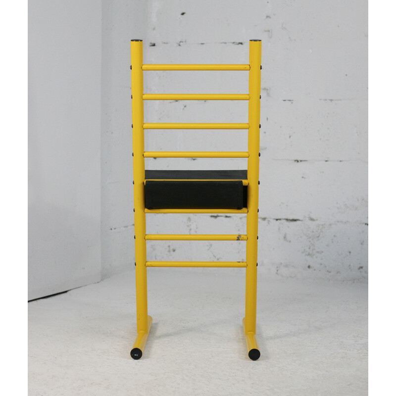 Vintage adjustable chair in yellow lacquered steel, Italy 1980s