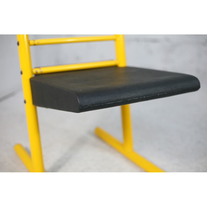 Vintage adjustable chair in yellow lacquered steel, Italy 1980s