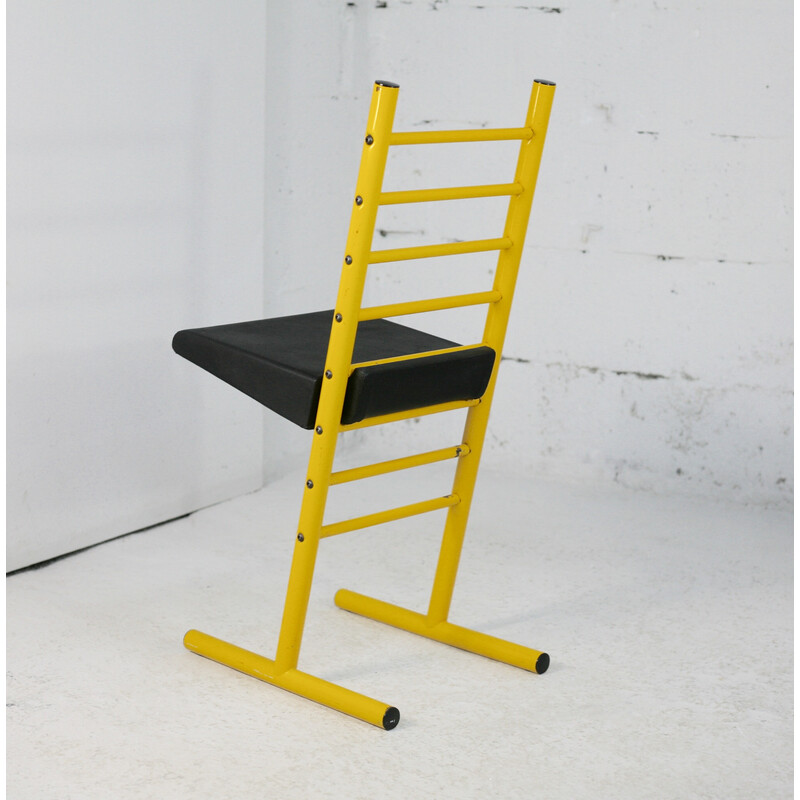 Vintage adjustable chair in yellow lacquered steel, Italy 1980s