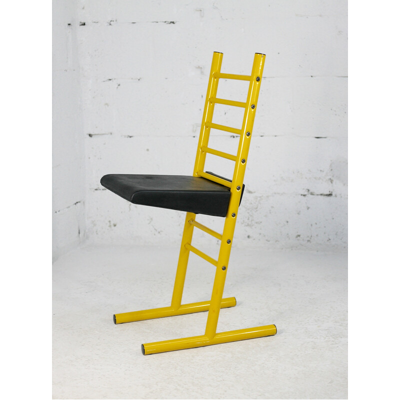 Vintage adjustable chair in yellow lacquered steel, Italy 1980s