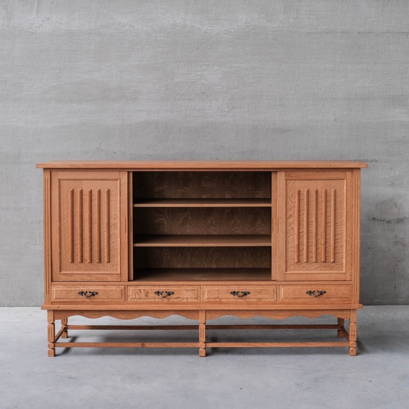 Vintage eikenhouten highboard met vleugeldeuren, Denemarken 1960