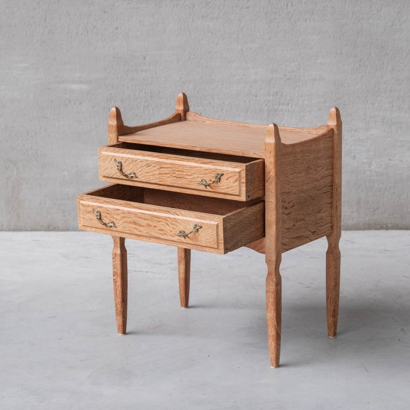 Pair of vintage oak and brass night stands, Denmark 1960s