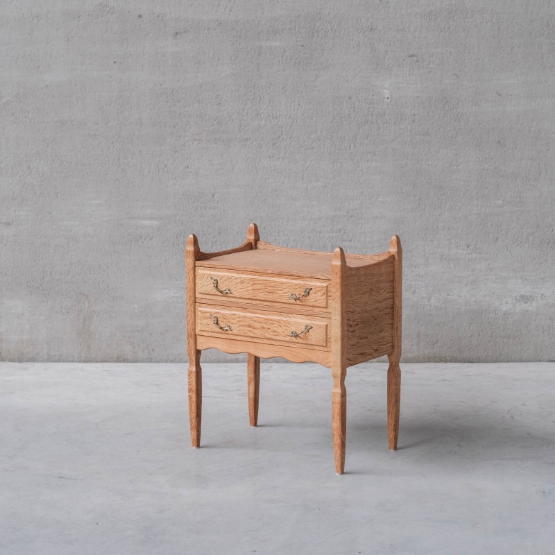 Pair of vintage oak and brass night stands, Denmark 1960s