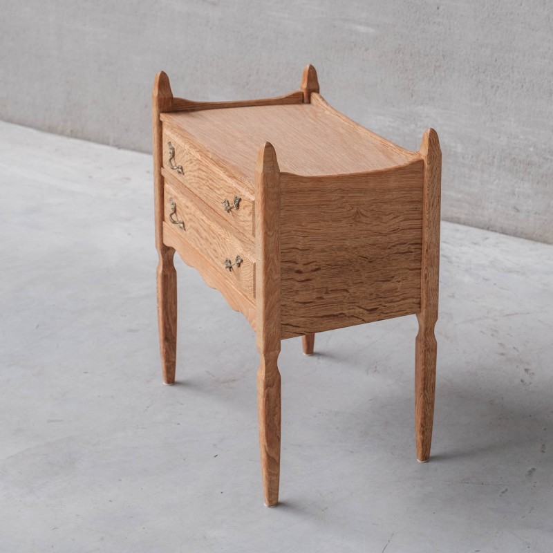 Pair of vintage oak and brass night stands, Denmark 1960s