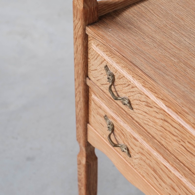 Pair of vintage oak and brass night stands, Denmark 1960s