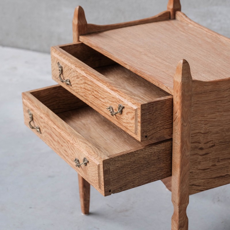 Pair of vintage oak and brass night stands, Denmark 1960s