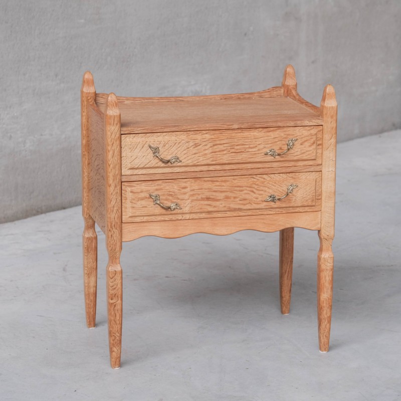 Pair of vintage oak and brass night stands, Denmark 1960s