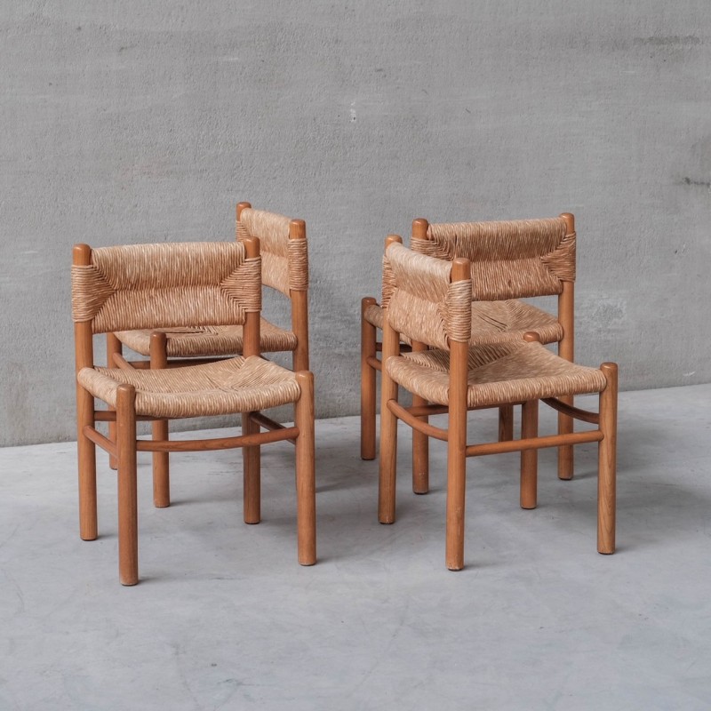 Set van 4 vintage rieten stoelen, Italië 1960