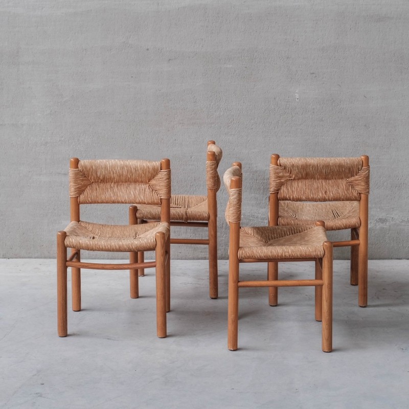 4 Stühle aus Schilfrohr, Italien 1960er Jahre