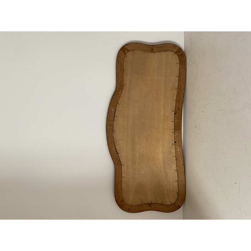 Vintage rechthoekige bladgouden spiegel met houten lijst