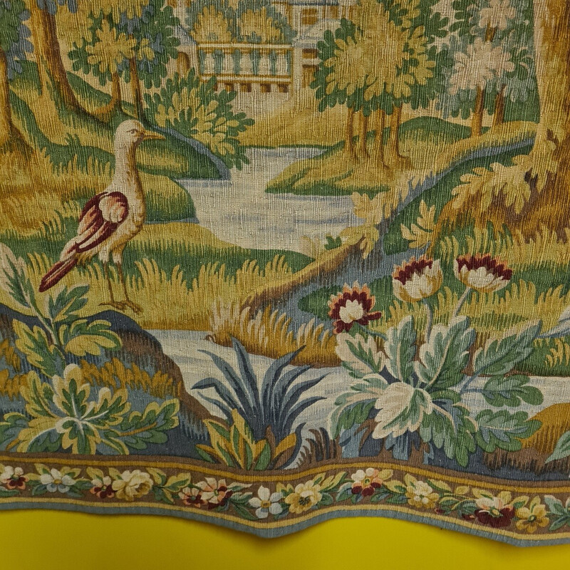 Vintage tapestry "Verdure chantilly" for Robert Four, France 1977s
