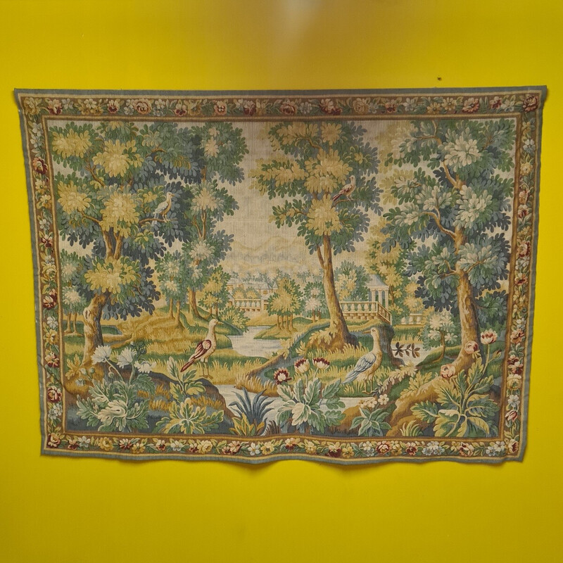 Vintage tapestry "Verdure chantilly" for Robert Four, France 1977s