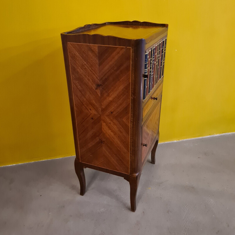 Vintage night stand in rosewood and walnut, France 1970s