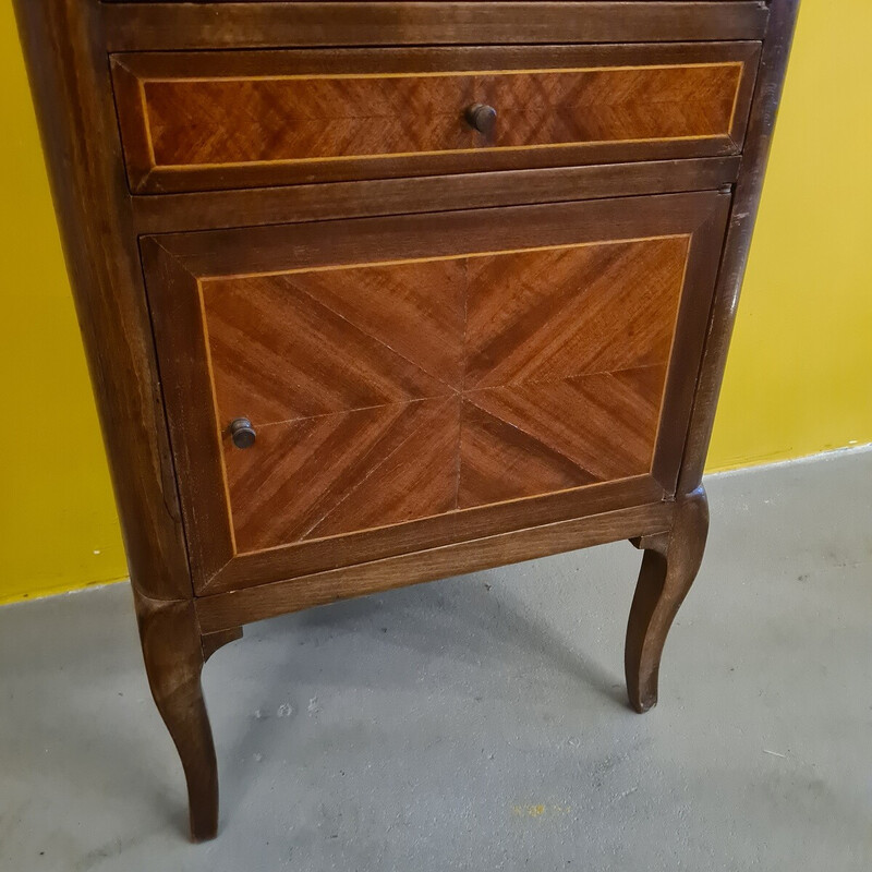 Table de chevet vintage en palissandre et noyer, France 1970