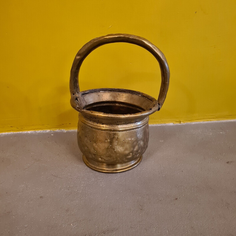 Vintage brass bucket, France 1800s