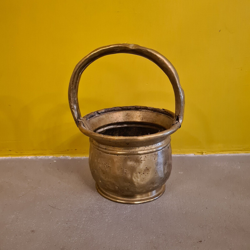 Vintage brass bucket, France 1800s