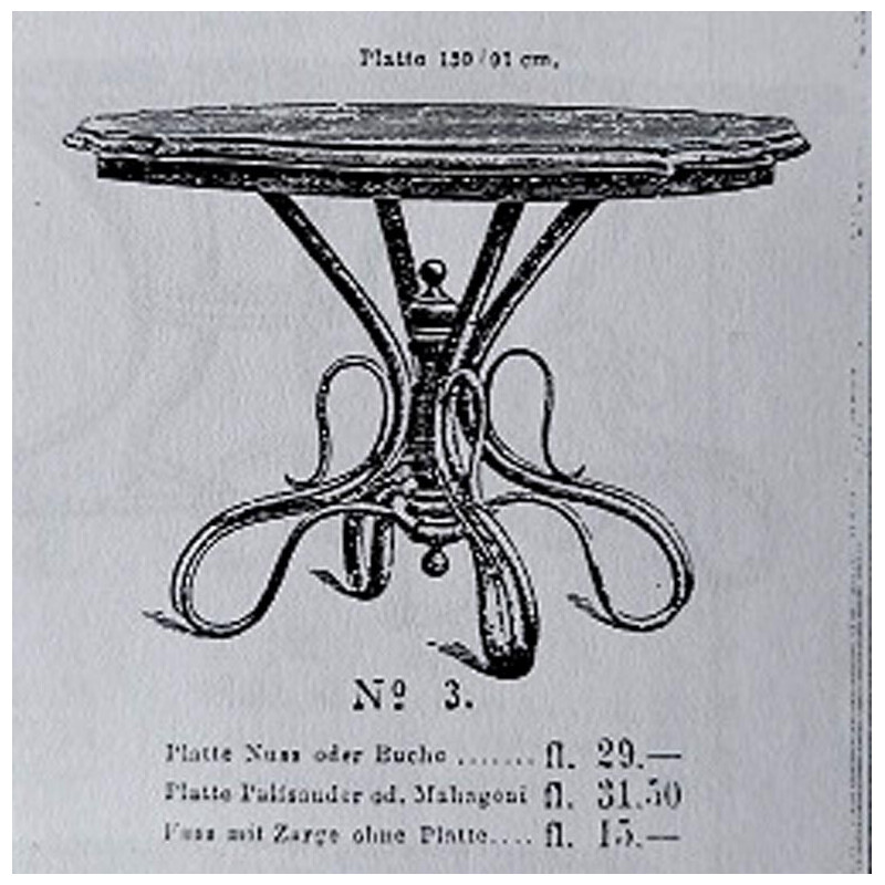 Mesa de comedor vintage de madera de haya curvada, años 1890