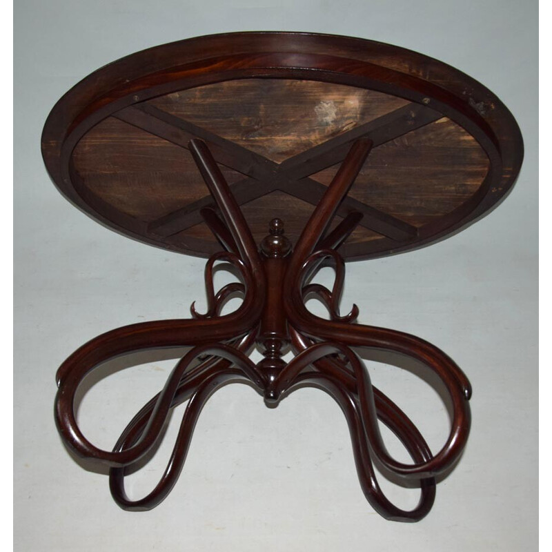 Mesa de comedor vintage de madera de haya curvada, años 1890