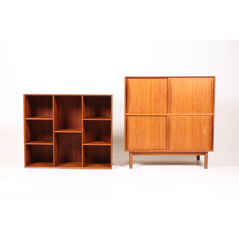 Vintage Teak Cabinet with 4 storage boxes by Peter Hvidt & Orla Mølgaard-Nielsen for Søborg - 1950s
