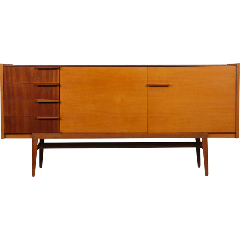 Czech vintage ashwood and mahogany sideboard by Frantisek Mezulanik for Up Zavody, 1960s