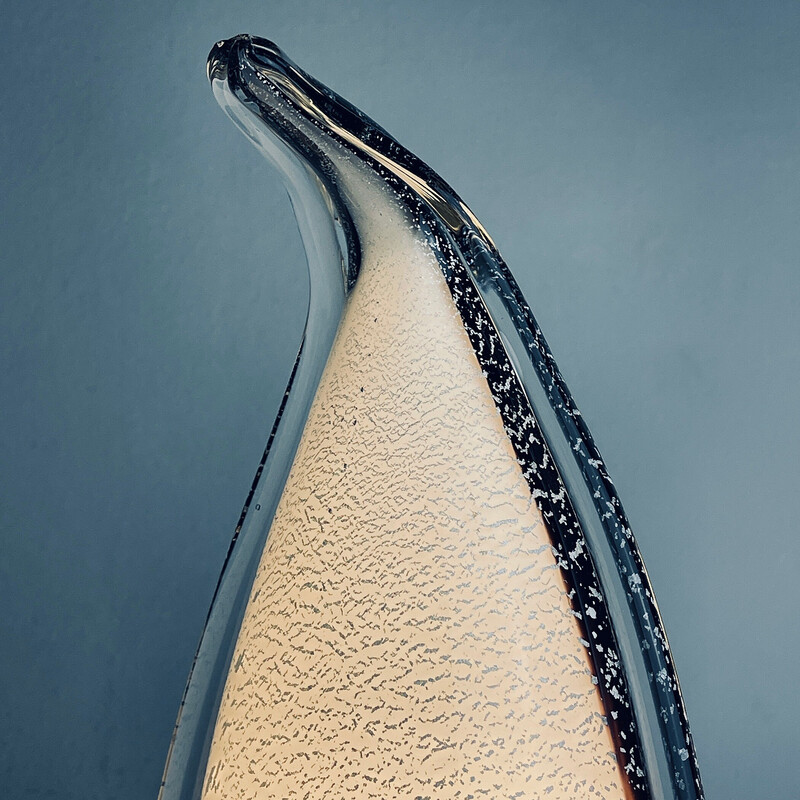 Lampe de table vintage Pingouin en verre de Murano, Italie 1980
